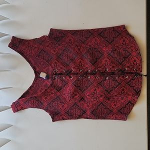 Rare Vintage Goth 1990's Morbid Threads,XL Corset in Deep True Red and Black